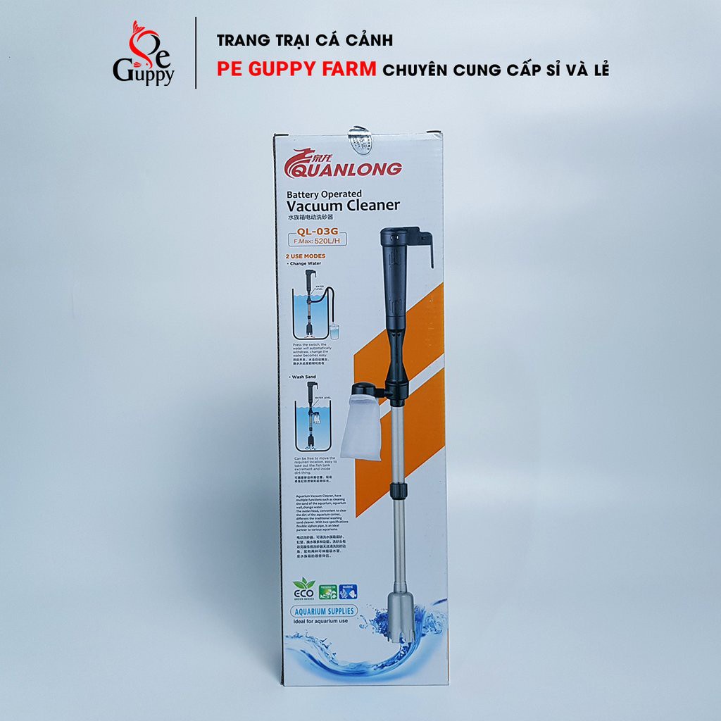 Quanlong QL-03G 520L/H (8W) Máy Hút Cặn Bể Cá Cảnh 
