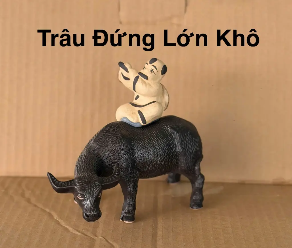 Trang Trí Đồ Gốm - Trâu Đứng Lớn Khô 