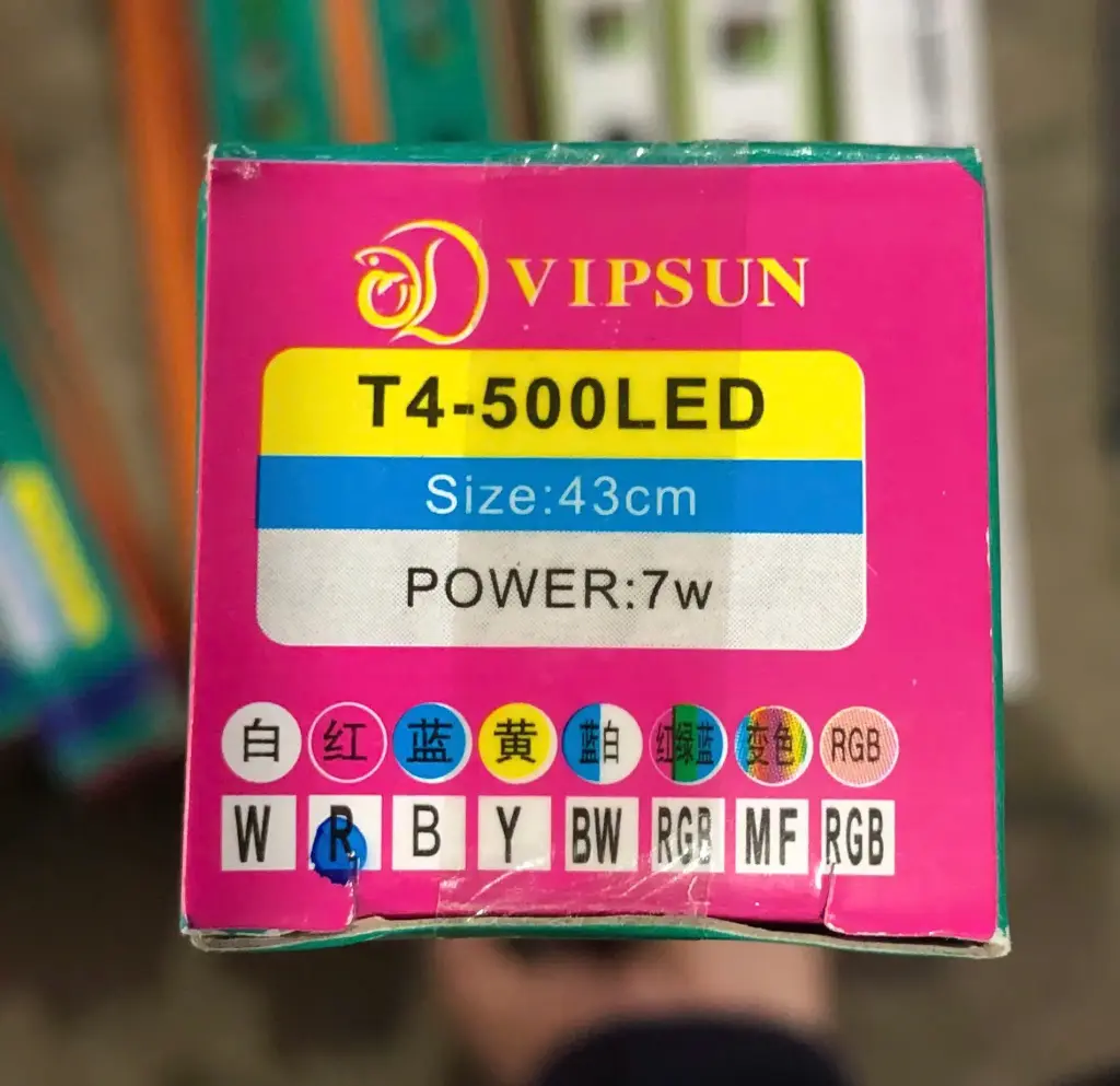 VIPSUN T4-500-LED Hồng 43cm 7W Đèn ống 