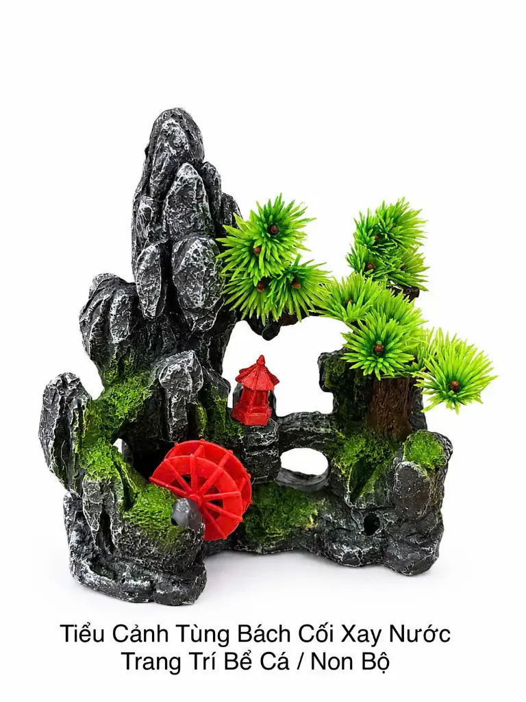 Tiểu Cảnh Tùng Bách Cối Xay Nước Trang Trí Bể Cá/Non Bộ