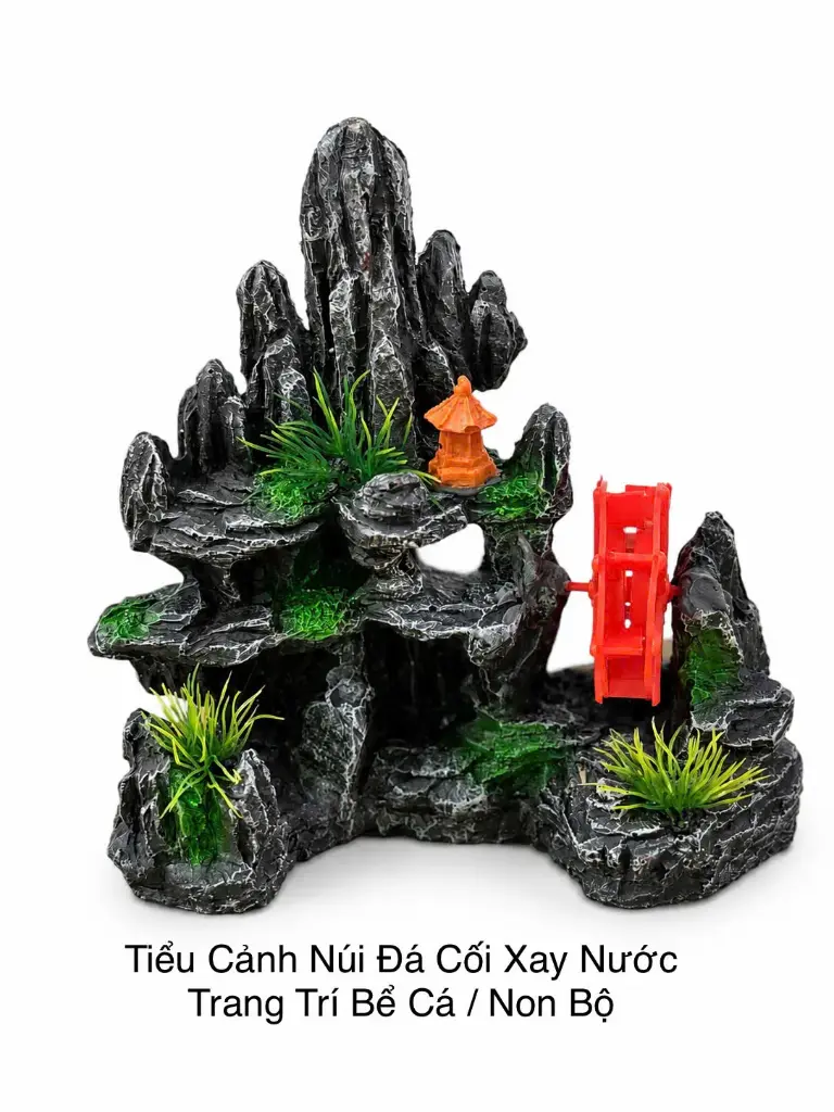 Tiểu Cảnh Núi Đá Cối Xay Nước Trang Trí Bể Cá/Non Bộ
