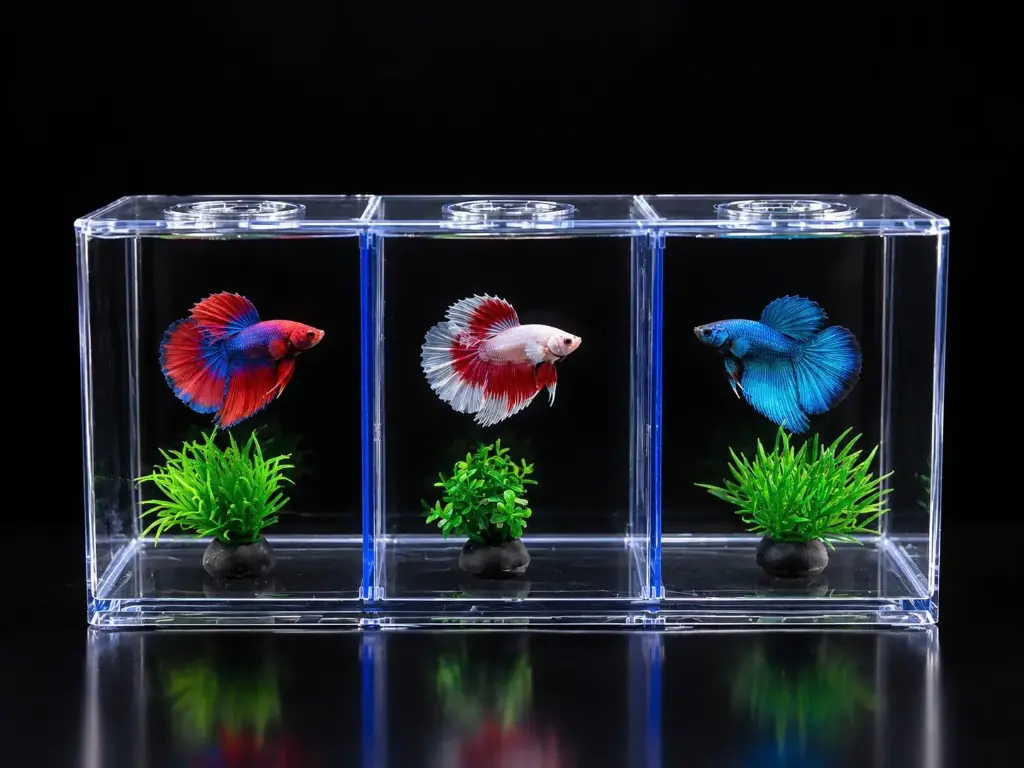 Hồ Mica Betta 3 Ngăn Trong Suốt Có Nắp Đậy 30x9x13,5cm 