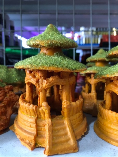 [TRATRI.00256] Trang Trí Hồ Cá - Non Bộ (Đền Rêu 2 Tầng)