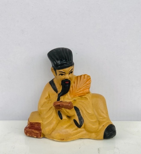 [TRATRI.00311] Trang Trí Đồ Gốm - Khổng Minh Ngồi