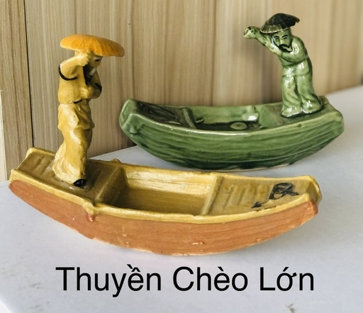 [TRATRI.00340] Trang Trí Đồ Gốm - Thuyền Chèo Lớn