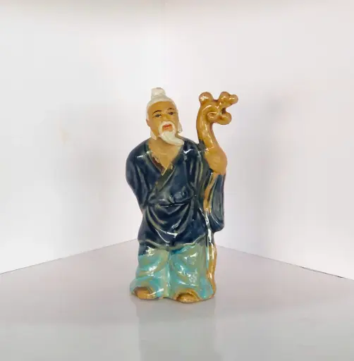 [TRATRI.00403] Trang Trí Đồ Gốm - Ông Già Chống Gậy Lớn