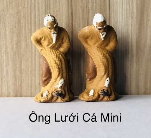 [TRATRI.00404] Trang Trí Đồ Gốm - Ông Lưới Cá Mini
