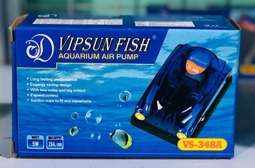 [M.OXI.00030] VipSun Fish VS-348A (5W) Máy Oxi 2 Vòi 