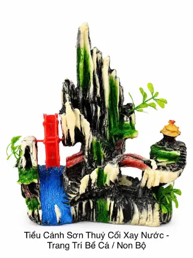 [TRATRI.00497] Tiểu Cảnh Sơn Thuỷ Cối Xay Nước Trang Trí Bể Cá/Non Bộ