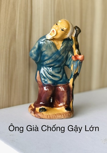 [PGF.TRATRI.00403] Đồ Gốm - Ông Già Chống Gậy Lớn